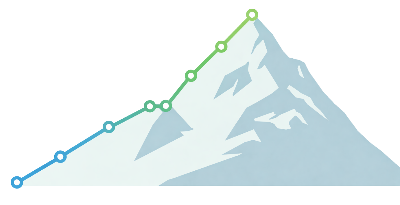 Mountain illustration with a path ascending to the summit