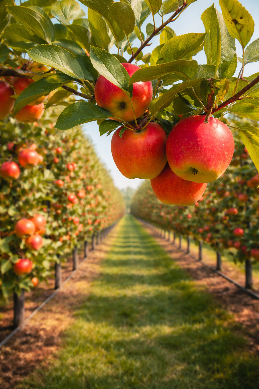 A well maintained apple orchard